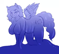 Size: 700x637 | Tagged: artist needed, source needed, suggestive, derpibooru import, oc, oc:comfy pillow, unofficial characters only, anthro, goo, goo pony, original species, pegasus, big breasts, breasts, fat, image, kneeling, png, slime, solo
