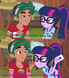 Size: 1920x2160 | Tagged: suggestive, derpibooru import, edit, edited screencap, screencap, sci-twi, timber spruce, twilight sparkle, equestria girls, legend of everfree, female, implied sex, male, shipping, straight, timbertwi