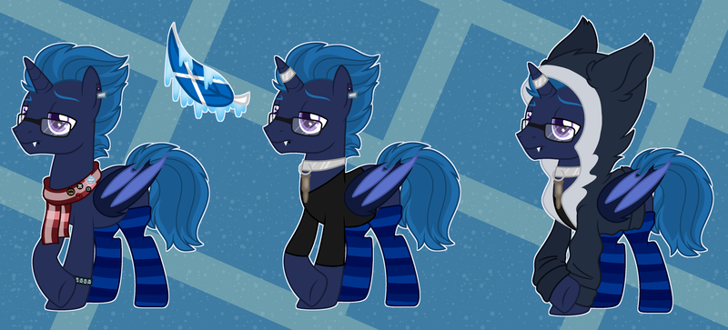 Size: 4900x2224 | Tagged: safe, artist:midnightamber, derpibooru import, oc, oc:icey wicey, unofficial characters only, alicorn, bat pony, bat pony alicorn, pony, alicorn oc, badge, bat pony oc, bat signal, bat wings, batman, bone, bullet, clothes, collar, dc comics, ear piercing, earring, glasses, hoodie, horn, horn ring, jewelry, lip piercing, male, piercing, pin, ponysona, raised hoof, ring, scarf, shirt, skull, skull and crossbones, socks, solo, stallion, star wars, starfighter, stormtrooper, striped socks, tie fighter, union jack, wings, wristband