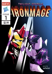 Size: 1024x1448 | Tagged: artist:jodthecod, comic, commission, cover art, derpibooru import, fanfic, heart forged of iron, iron man, magazine cover, safe, superhero, twilight sparkle