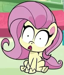 Size: 355x417 | Tagged: bad thing no. 3, cropped, derpibooru import, edit, fluttershy, my little pony: pony life, safe, screencap, shrunken pupils, spoiler:pony life s01e05