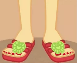 Size: 587x480 | Tagged: safe, derpibooru import, applejack, equestria girls, equestria girls series, lost and found, beach, feet, flip-flops, legs, nail polish, open-toed shoes, pictures of legs, toenails, toes