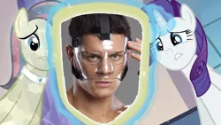 Size: 998x562 | Tagged: bonna fide, cadance's mirror, cody rhodes, derpibooru import, exploitable meme, games ponies play, glamour gleam, meme, mirror, rarity, safe, wwe