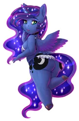 Size: 1280x1959 | Tagged: suggestive, artist:longinius, artist:vest, derpibooru import, princess luna, alicorn, anthro, unguligrade anthro, 2020, adorasexy, anatomically incorrect, ass, blushing, bra, breasts, butt, chibi, choker, chubby, chubby luna, clothes, collaboration, cute, digital art, ethereal mane, female, frog (hoof), heart eyes, image, incorrect leg anatomy, lingerie, moonbutt, panties, plump, png, rear view, sexy, simple background, solo, solo female, starry mane, starry tail, transparent background, underhoof, underwear, white background, wide hips, wingding eyes, wings