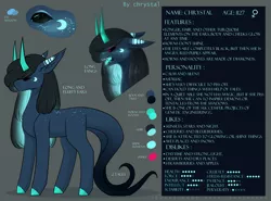 Size: 4252x3150 | Tagged: safe, artist:chrystal_company, derpibooru import, oc, oc:nightmare chrystal, unofficial characters only, bicorn, pony, colored hooves, female, horn, mare, multiple horns, reference sheet, text