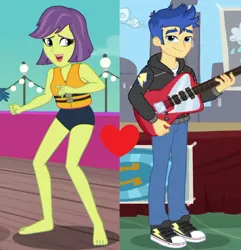 Size: 808x838 | Tagged: safe, derpibooru import, edit, edited screencap, screencap, flash sentry, victoria, best trends forever, equestria girls, equestria girls series, spring breakdown, clothes, converse, female, flashtoria, image, lifejacket, male, milf, png, shipping, shipping domino, shoes, straight, swimsuit