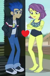Size: 424x634 | Tagged: safe, derpibooru import, edit, edited screencap, screencap, flash sentry, victoria, equestria girls, equestria girls (movie), equestria girls series, x marks the spot, clothes, female, flashtoria, image, male, milf, png, shipping, shipping domino, straight, swimsuit