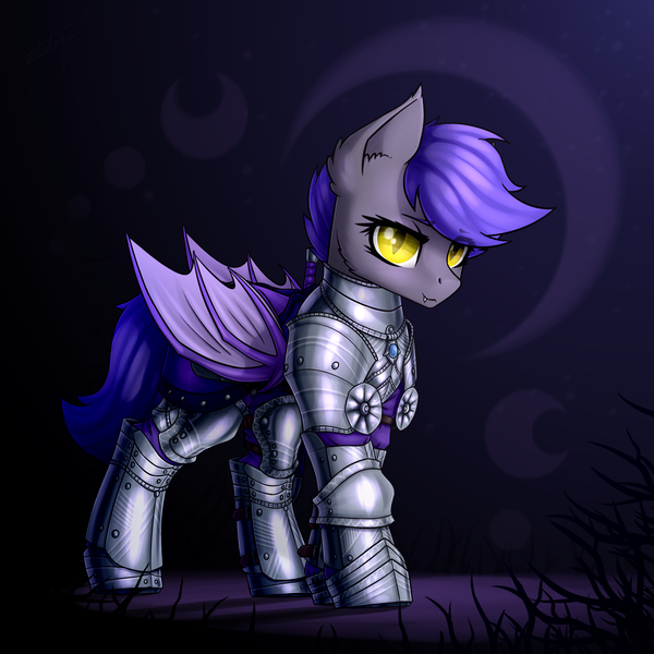 Size: 2000x2000 | Tagged: safe, artist:dipfanken, banned from derpibooru, deleted from derpibooru, derpibooru import, oc, oc:tenebrosity, unofficial characters only, bat pony, pony, armor, female, image, mare, png, solo