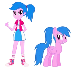 Size: 1080x1033 | Tagged: safe, artist:gouhlsrule, artist:jennieoo, artist:selenaede, derpibooru import, edit, vector edit, firefly, pegasus, pony, equestria girls, arm behind back, clothes, converse, equestria girls-ified, g1, g1 to equestria girls, g1 to g4, generation leap, ponytail, self ponidox, shoes, simple background, skirt, smiling, sneakers, socks, thumbs up, transparent background, vector