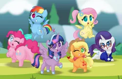 Size: 1280x829 | Tagged: safe, artist:aleximusprime, derpibooru import, applejack, fluttershy, pinkie pie, rainbow dash, rarity, twilight sparkle, twilight sparkle (alicorn), alicorn, earth pony, pegasus, unicorn, flurry heart's story, aleximusprime is trying to murder us, anklet, apple, balloonbutt, bow, bracelet, butt, chibi, chubbie pie, chubby, chubby dash, clothes, cute, dashabetes, dat butt, death by cuteness, diabetes, diapinkes, ear piercing, earring, fat, food, glasses, grin, hat, hooves on hips, jackabetes, jewelry, large butt, looking at you, looking back, looking back at you, lying down, meme, momma dash, neckerchief, necklace, older, one eye closed, piercing, plot, plump, ponytail, pudgy pie, raribetes, regalia, shirt, shyabetes, smiling, tiara, twiabetes, wink