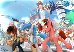 Size: 1800x1273 | Tagged: artist:sakuracheetah, convention, derpibooru import, digital art, japan ponycon, oc, oc:odyssey eurobeat, oc:poniko, oc:rokuchan, oc:the living tombstone, safe, tokyo