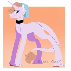 Size: 1000x1000 | Tagged: safe, artist:mochii.chann, derpibooru import, oc, unofficial characters only, pony, unicorn, choker, hoof fluff, horn, leonine tail, solo, unicorn oc