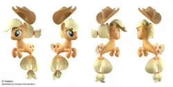 Size: 1710x862 | Tagged: 3d, 3ds max, applejack, applejack's hat, artist:andrew hickinbottom, artist:andyh_3d, cowboy hat, derpibooru import, hat, multeity, multiple angles, official, part of a set, safe, seaponified, seapony applejack, seapony (g4), simple background, solo, species swap, white background