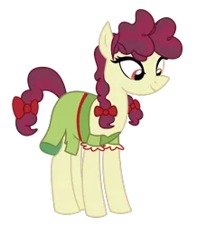 Size: 1600x1833 | Tagged: safe, artist:three uncle, derpibooru import, hilly hooffield, earth pony, pony, the hooffields and mccolts, background pony, bow, clothes, female, hair bow, hooffield family, mare, pigtails, simple background, solo, transparent background, vector