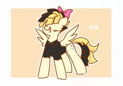 Size: 2048x1440 | Tagged: safe, artist:mlp_seamg, derpibooru import, songbird serenade, pegasus, pony, my little pony: the movie, bow, cute, female, hair bow, happy, headset mic, mare, open mouth, sia (singer), solo, songbetes, spread wings, wings
