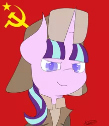 Size: 2000x2300 | Tagged: safe, artist:fabián art, derpibooru import, starlight glimmer, pony, unicorn, communism, hammer and sickle, solo, soviet union, stalin glimmer