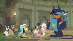 Size: 1920x1080 | Tagged: ahuizotl, biff, daring do, daring doubt, derpibooru import, doctor caballeron, fluttershy, henchmen, rainbow dash, rogue (character), safe, screencap, withers