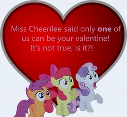 Size: 600x557 | Tagged: apple bloom, cutie mark crusaders, derpibooru import, gasp, heart, holiday, lasty's hearts, safe, scootaloo, simple, sweetie belle, valentine, valentine's day