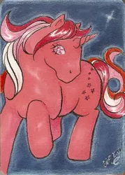 Size: 286x400 | Tagged: artist:haawan, derpibooru import, g1, galaxy (g1), safe, solo, traditional art, twinkle eyed pony