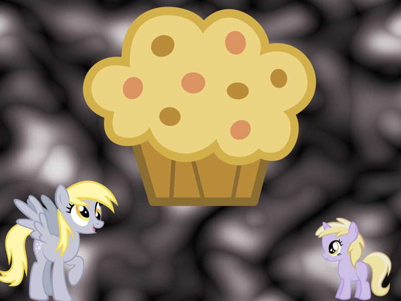 Size: 1600x1200 | Tagged: safe, artist:flukefoot, derpibooru import, derpy hooves, dinky hooves, pegasus, pony, equestria's best mother, female, floating, food, mare, muffin, vector, wallpaper