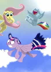 Size: 2310x3286 | Tagged: safe, artist:davidwev, derpibooru import, fluttershy, rainbow dash, twilight sparkle, twilight sparkle (alicorn), alicorn, pony, female, mare