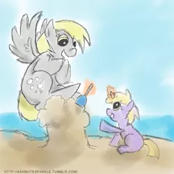 Size: 500x500 | Tagged: safe, artist:askmutesparkle, derpibooru import, derpy hooves, dinky hooves, pegasus, pony, 30 minute art challenge, equestria's best mother, female, mare