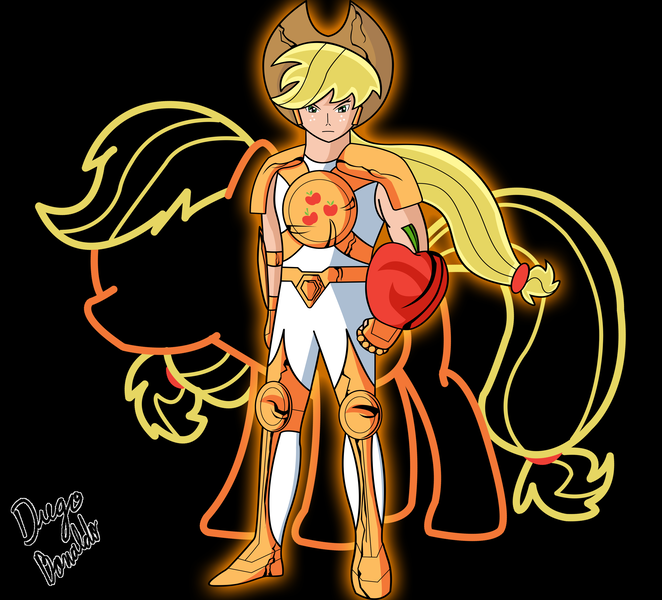 Size: 3400x3081 | Tagged: applejack, applejack (male), armor, derpibooru import, human, humanized, parody, rule 63, safe, saint seiya, solo