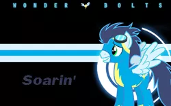 Size: 2999x1875 | Tagged: artist:l13000, clothes, derpibooru import, goggles, safe, soarin', uniform, wallpaper, wonderbolts uniform