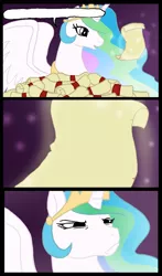 Size: 800x1360 | Tagged: safe, artist:cartoonlion, derpibooru import, princess celestia, alicorn, pony, celestia's letter, comic, exploitable, frown, letter, scowl, scroll, speech bubble, spread wings, wings