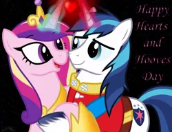 Size: 1040x799 | Tagged: artist:ark9, artist:iflysna94, derpibooru import, heart, hearts and hooves day, holiday, hug, princess cadance, safe, shining armor, valentine's day