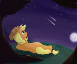 Size: 1800x1500 | Tagged: applejack, applejack's parents, artist:dixketl, derpibooru import, looking up, moon, night, safe, shooting star, side, solo