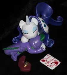 Size: 2394x2664 | Tagged: safe, artist:madponyscientist, derpibooru import, rarity, spike, craft, female, holiday, interspecies, jewelry, male, ring, sculpture, shipping, sleeping, sparity, straight, valentine's day