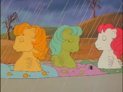 Size: 640x480 | Tagged: baby sea ponies, derpibooru import, g1, my little pony 'n friends, rain, ripple (g1), safe, sea pony, sea shimmer, shoo be doo, sun shower