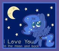 Size: 555x479 | Tagged: safe, artist:srsishere, derpibooru import, princess luna, alicorn, pony, chibi, crescent moon, cute, female, heart eyes, hearts and hooves day, holiday, hooves to the chest, lunabetes, mare, moon, night, sky, solo, stars, valentine, valentine's day, wingding eyes