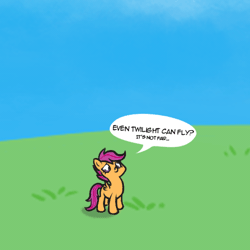 Size: 500x500 | Tagged: animated, derpibooru import, sad, safe, scootaloo, scootaloo can't fly, wing envy