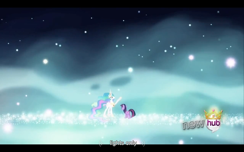 Size: 1024x640 | Tagged: caption, derpibooru import, edit, edited screencap, magical mystery cure, meme, princess celestia, princess celestia's special princess making dimension, safe, screencap, twilight sparkle, void, youtube caption