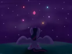 Size: 2400x1800 | Tagged: safe, artist:dtcx97, derpibooru import, twilight sparkle, twilight sparkle (alicorn), alicorn, pony, cutie mark, female, mare, night, solo, stars