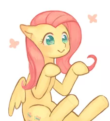 Size: 525x579 | Tagged: dead source, safe, artist:hotomura, derpibooru import, fluttershy, pegasus, pony, :>, colored pupils, cute, female, mare, pixiv, shyabetes, solo