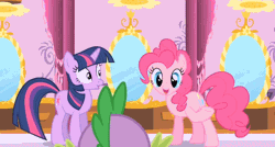 Size: 624x334 | Tagged: animated, derpibooru import, green isn't your color, pinkie pie, pinkie pie swear, pinkie promise, safe, screencap, spike, twilight sparkle