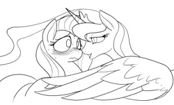 Size: 1186x714 | Tagged: artist:reiduran, blushing, derpibooru import, female, fluttershy, i am an adult, i need an adult, lesbian, lineart, lunashy, monochrome, princess luna, safe, shipping, simple background, uncomfortable