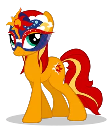 Size: 4245x5014 | Tagged: safe, artist:emkay-mlp, derpibooru import, sunset shimmer, pony, absurd resolution, artifact, crystal princess celebration, cutie mark, female, mare, mask, masked shimmer, simple background, solo, toy interpretation, transparent background, vector