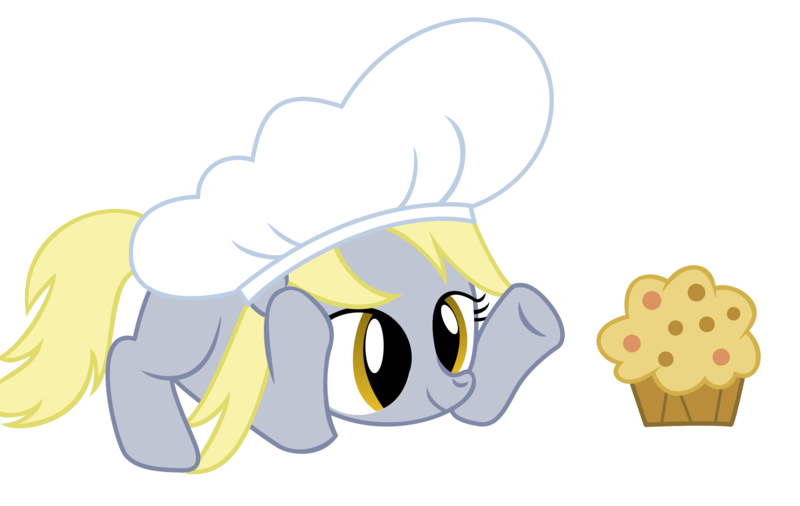 Size: 2813x1778 | Tagged: artist:ellittest, chef's hat, cute, derpabetes, derpibooru import, derpy hooves, female, filly, filly derpy, food, hat, muffin, safe, simple background, solo, transparent background, vector, younger