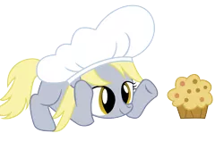 Size: 2813x1778 | Tagged: artist:ellittest, chef's hat, cute, derpabetes, derpibooru import, derpy hooves, female, filly, filly derpy, food, hat, muffin, safe, simple background, solo, transparent background, vector, younger