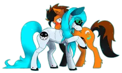 Size: 1299x786 | Tagged: safe, artist:rapiditycharge, derpibooru import, oc, oc:cloudsmasher, unofficial characters only, earth pony, pony, robot, blushing