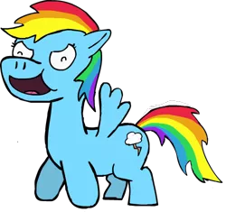 Size: 500x469 | Tagged: dead source, safe, artist:cyborgslime, derpibooru import, rainbow dash, pegasus, pony, female, mare, open mouth, simple background, smiling, solo, spread wings, transparent background, wings