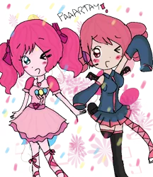 Size: 670x776 | Tagged: artist:lila79, crossover, derpibooru import, human, humanized, kasane teto, pinkie pie, safe, utauloid