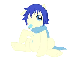 Size: 1280x1024 | Tagged: safe, artist:holly--jolly, derpibooru import, ponified, pony, clothes, cute, food, ice cream, kaito, male, popsicle, scarf, sea salt ice cream, solo, stallion, vocaloid