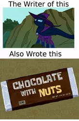 Size: 1131x1719 | Tagged: chocolate, chocolate with nuts, derpibooru import, edit, edited screencap, food, mare do well, merriwether williams, safe, screencap, spongebob squarepants, text, the mysterious mare do well
