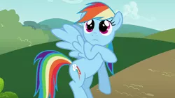 Size: 1920x1080 | Tagged: safe, derpibooru import, screencap, rainbow dash, pegasus, pony, the mysterious mare do well, cloud, cloudy, cute, dashabetes, female, flying, mare, solo, sparkle