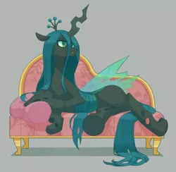 Size: 820x800 | Tagged: artist:yow, changeling, changeling queen, couch, derpibooru import, female, pixiv, queen chrysalis, safe, solo